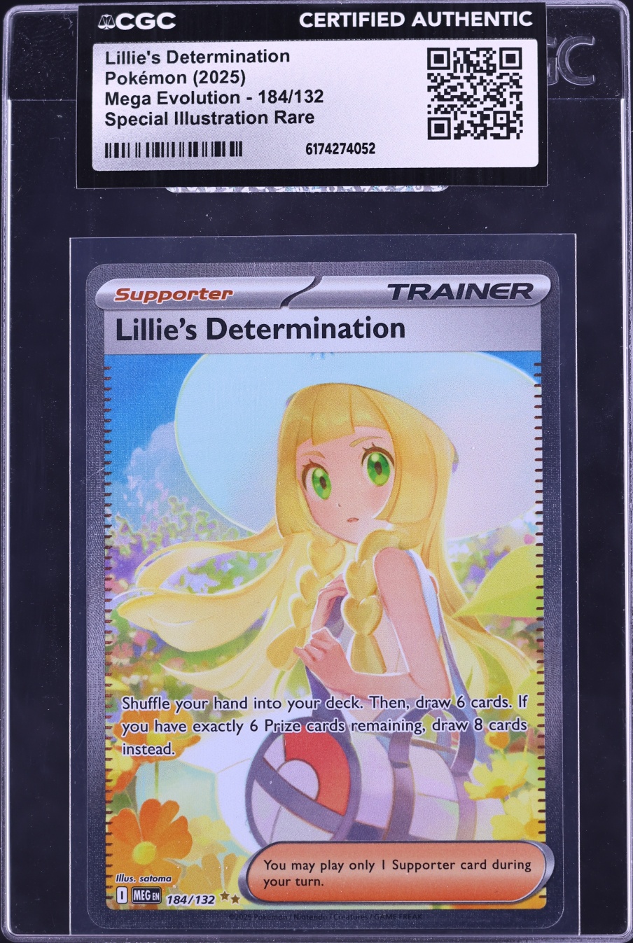 2025 Pokemon Mega Evolution SIR Lillie's Determination #184 CGC AUTH