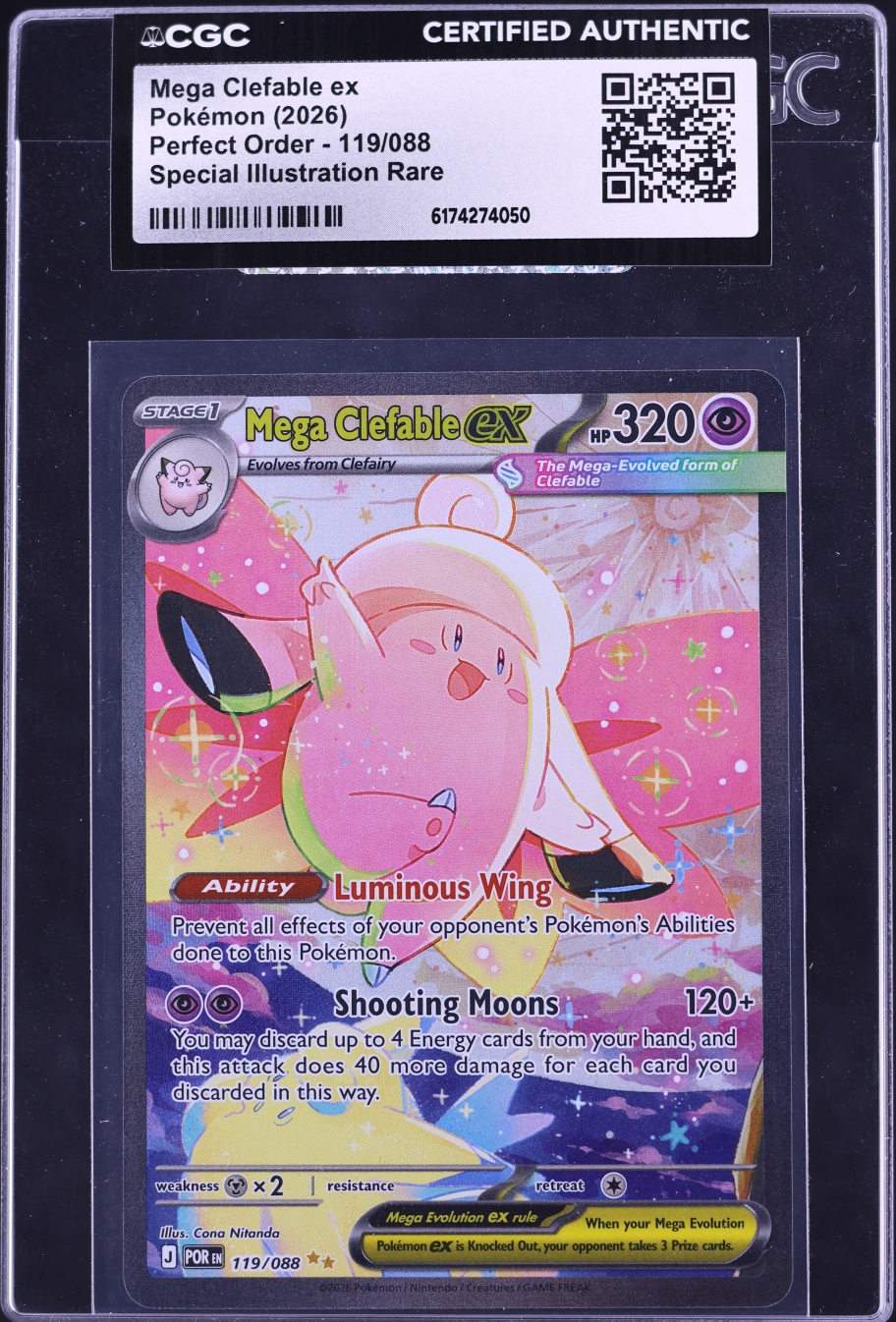 2026 Pokemon Mega Evolution Perfect Order SIR Mega Clefable EX #119 CGC AUTH