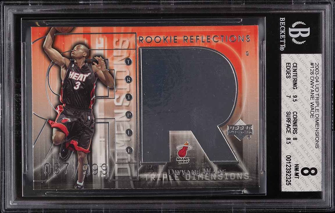 2003 Upper Deck Triple Dimensions Dwyane Wade ROOKIE /999 #128 BGS 8 NM-MT - Photo 1