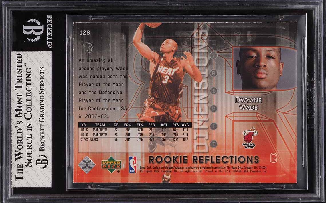 2003 Upper Deck Triple Dimensions Dwyane Wade ROOKIE /999 #128 BGS 8 NM-MT - Photo 2
