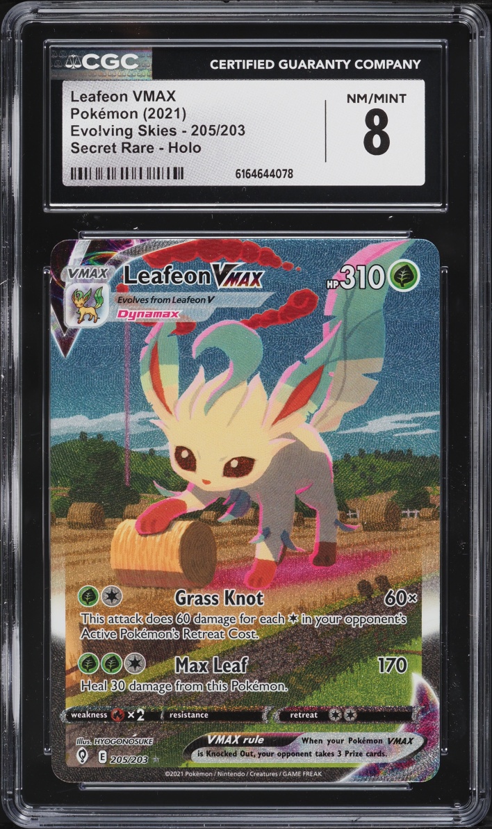 2021 Pokemon Sword & Shield Evolving Skies SEC Leafeon VMAX #205 CGC 8 NM-MT