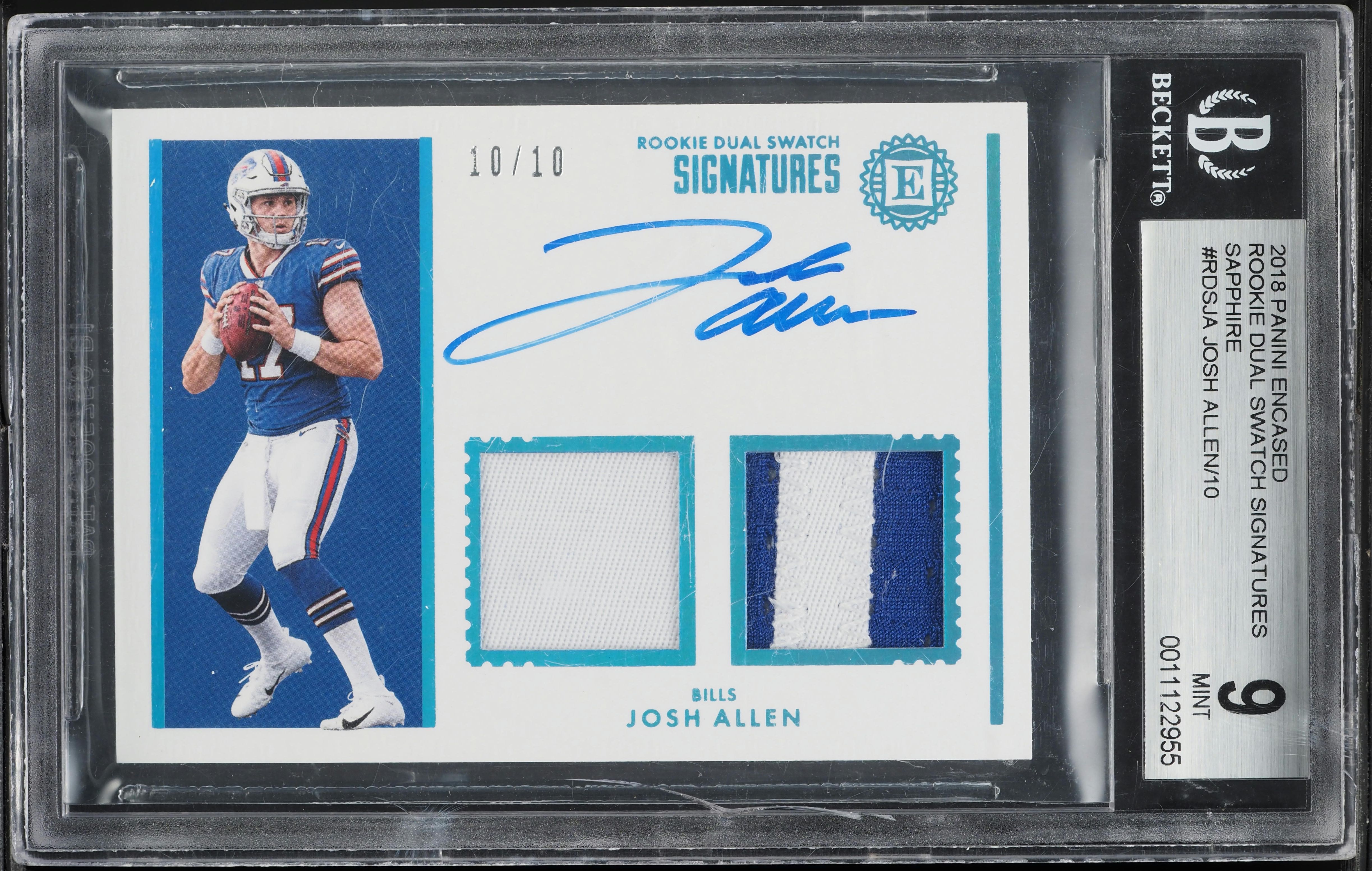 2018 Panini Encased Dual Sapphire Josh Allen RC PATCH AUTO
