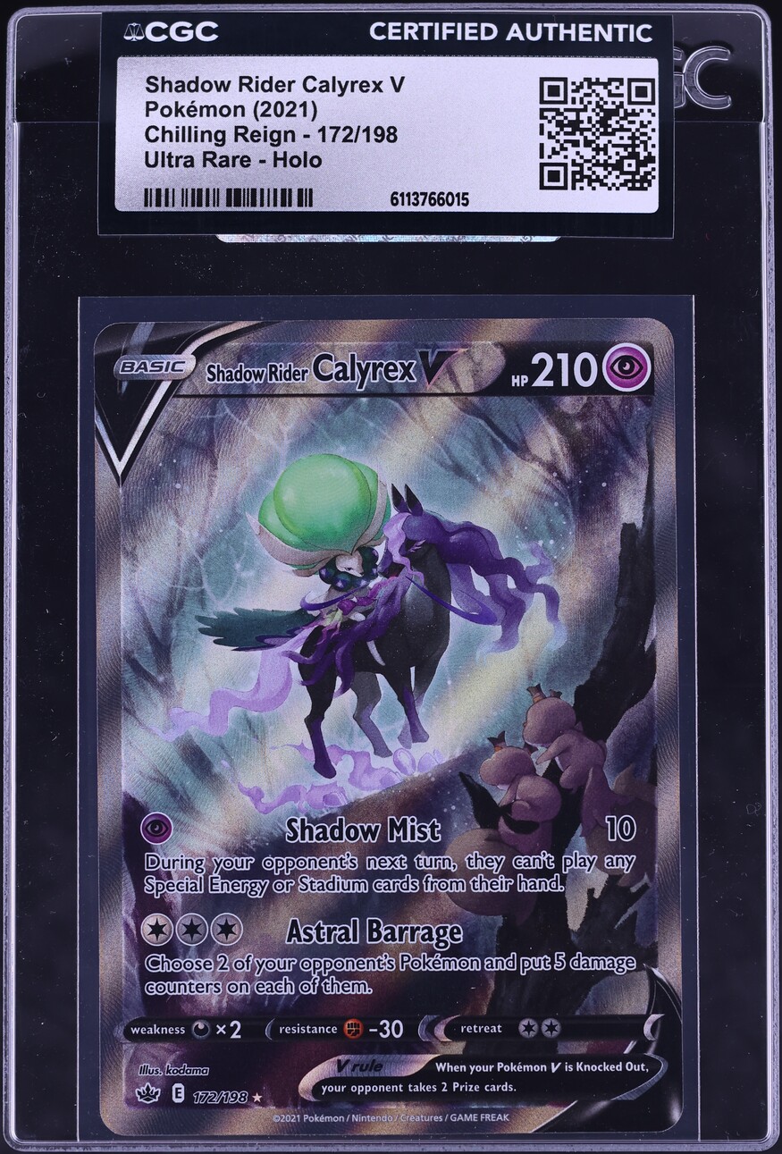 2021 Pokemon Sword & Shield Chilling Reign IR Shadow Rider Calyrex V #172 CGC AUTH