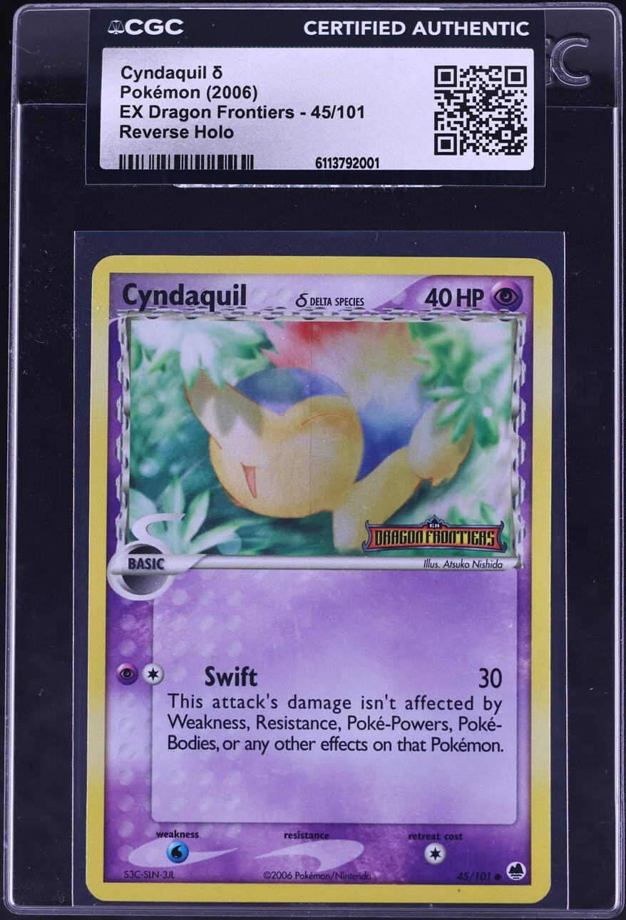 2006 Pokemon EX Dragon Frontiers Reverse Holo Cyndaquil #45 CGC AUTH