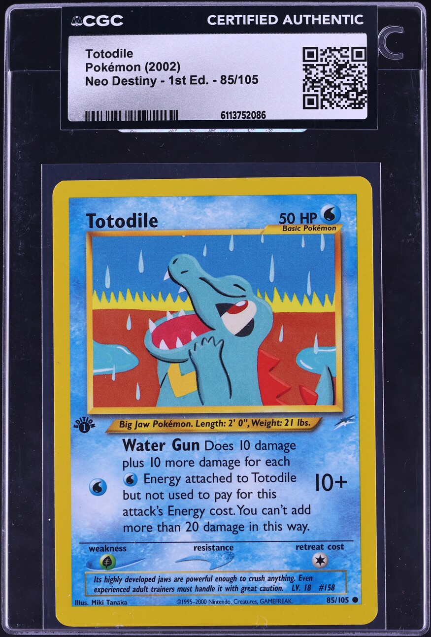 2002 Pokemon Neo Destiny 1st Edition Totodile #85 CGC AUTH