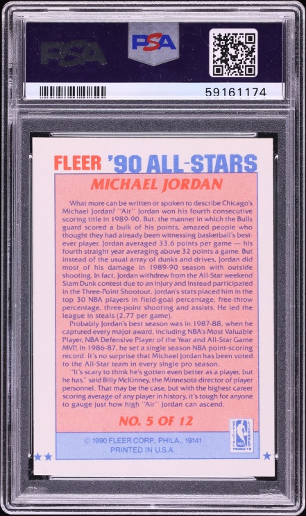 1990 Fleer All Stars Michael Jordan #5 PSA 8 NM-MT