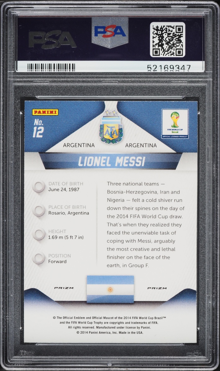 2014 Panini Prizm World Cup Yellow & Red Pulsar Lionel Messi #12 PSA 10 GEM MINT
