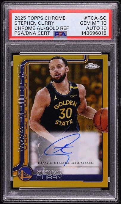 2025 Topps Chrome Gold Refractor Stephen Curry AUTO DNA 10 /50 #TCA-SC PSA 10 GEM MINT