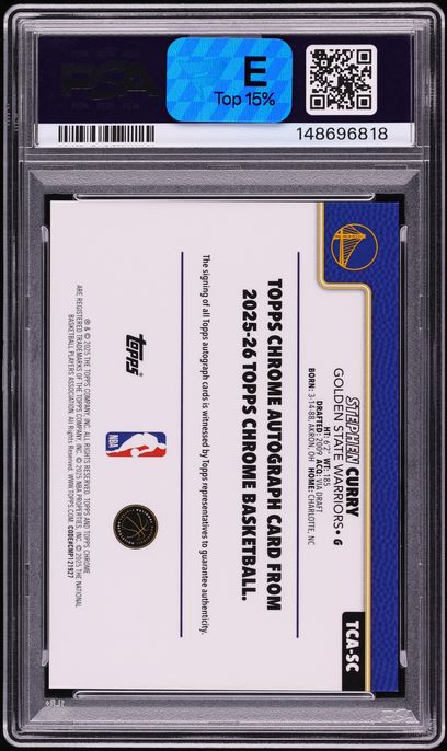 2025 Topps Chrome Gold Refractor Stephen Curry AUTO DNA 10 /50 #TCA-SC PSA 10 GEM MINT