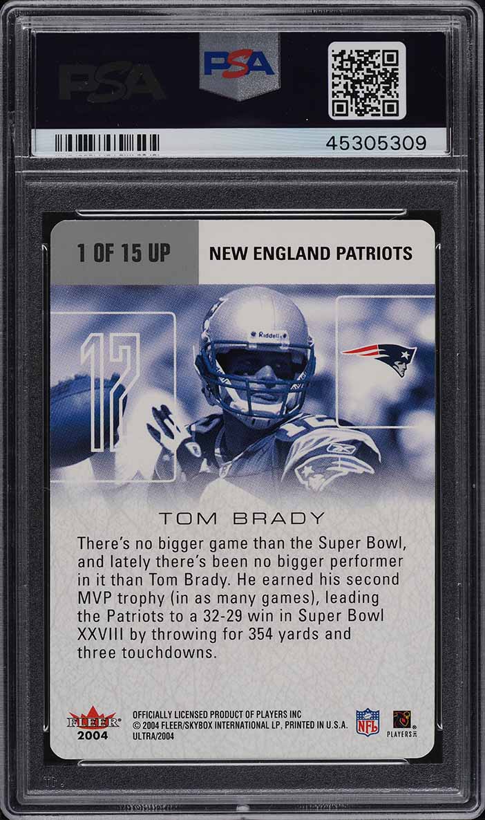 2004 Ultra Performers Gold Die-Cut Tom Brady #1 PSA 10 GEM MINT - Photo 2