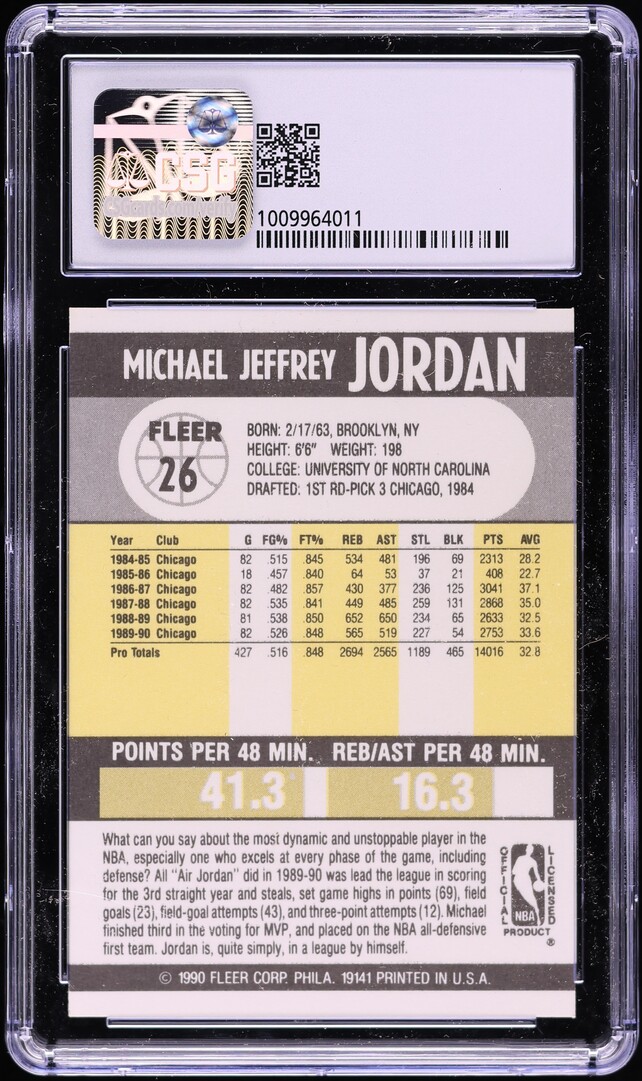 1990 Fleer Basketball Michael Jordan #26 CSG 8 NM-MT