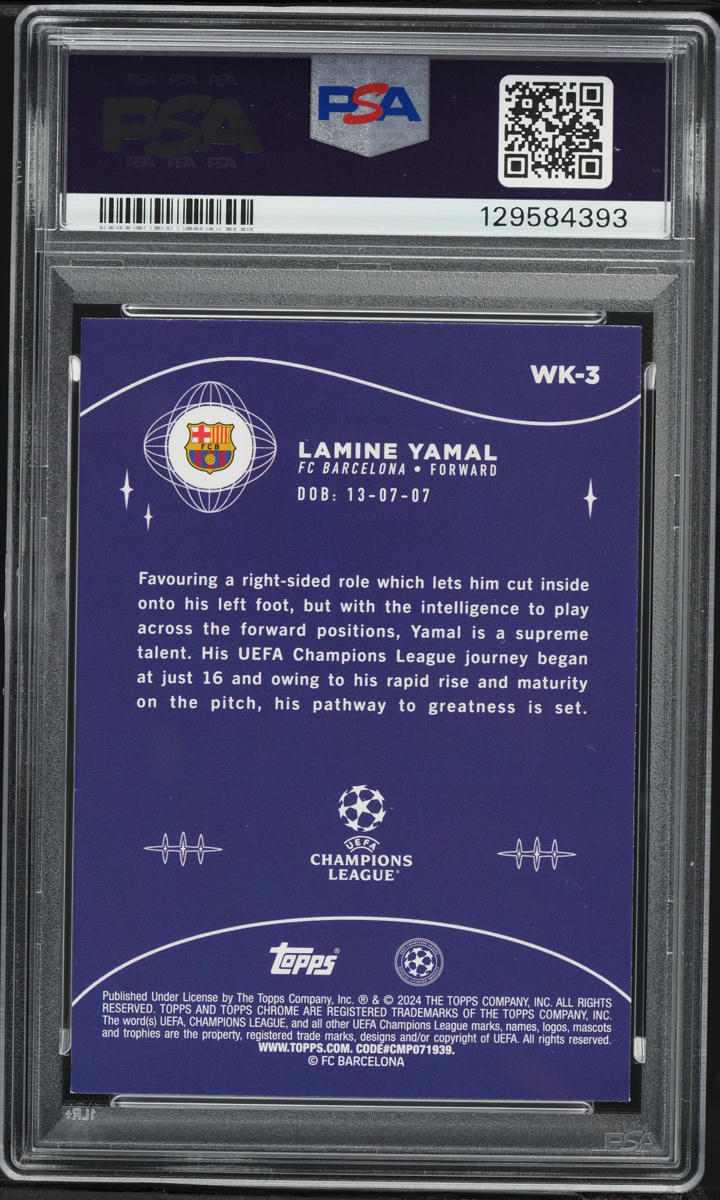 2023 Topps Chrome UEFA Wonderkids Lamine Yamal ROOKIE #WK-3 PSA 10 GEM MINT