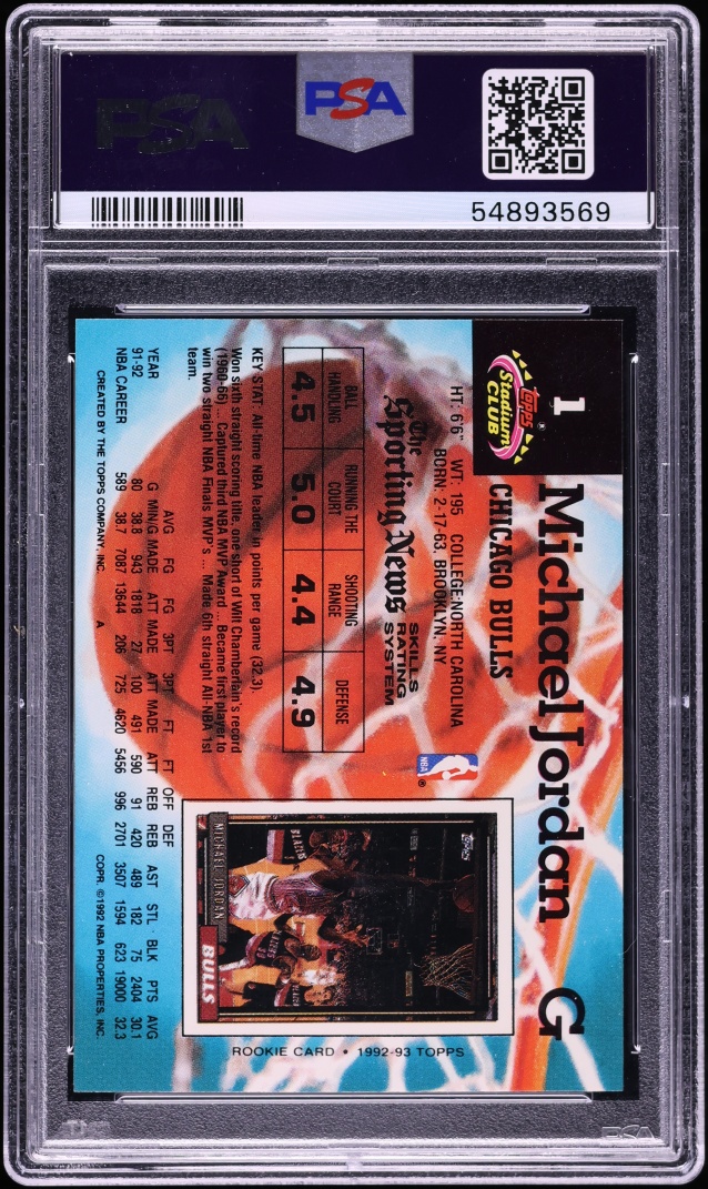 1992 Stadium Club Members Only Michael Jordan #1 PSA 10 GEM MINT