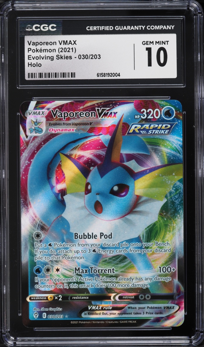 2021 Pokemon Sword & Shield Evolving Skies Alt Art Vaporeon VMAX #30 CGC 10 GEM MINT