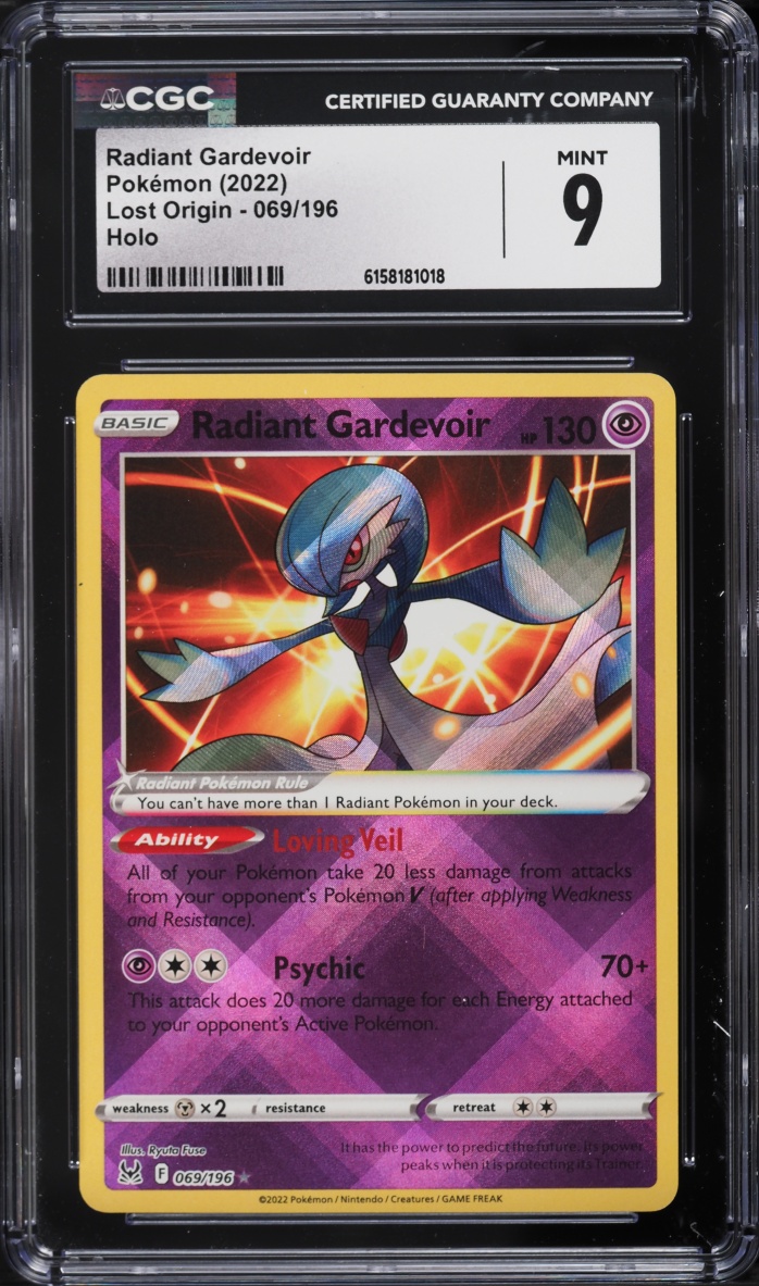 2022 Pokemon Sword & Shield Lost Origin Holo Radiant Gardevoir #69 CGC 9 MINT