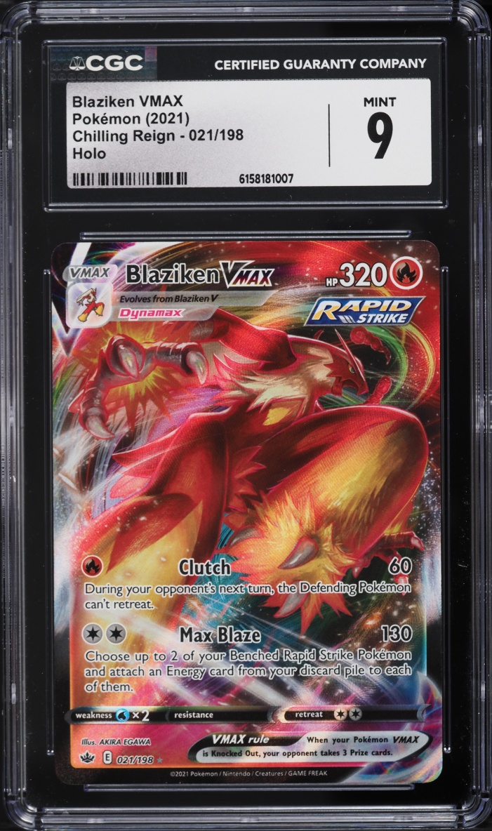 2021 Pokemon Sword & Shield Chilling Reign Full Art Blaziken VMAX #21 CGC 9 MINT