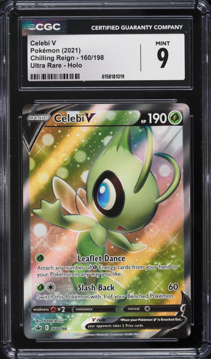 2021 Pokemon Sword & Shield Chilling Reign Full Art Celebi V #160 CGC 9 MINT