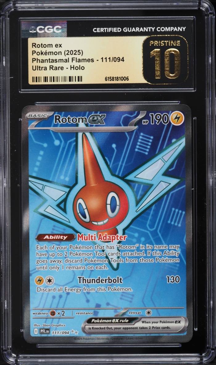 2025 Pokemon Mega Evolution Phantasmal Flames Full Art Rotom Ex #111 CGC 10 PRISTINE