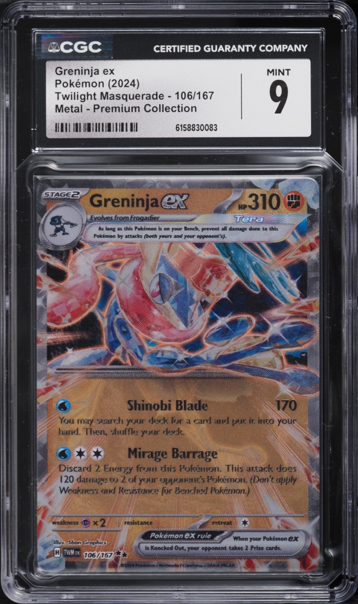 2024 Pokemon Scarlet & Violet Twilight Masquerade Metal Premium Greninja EX #106 CGC 9 MINT