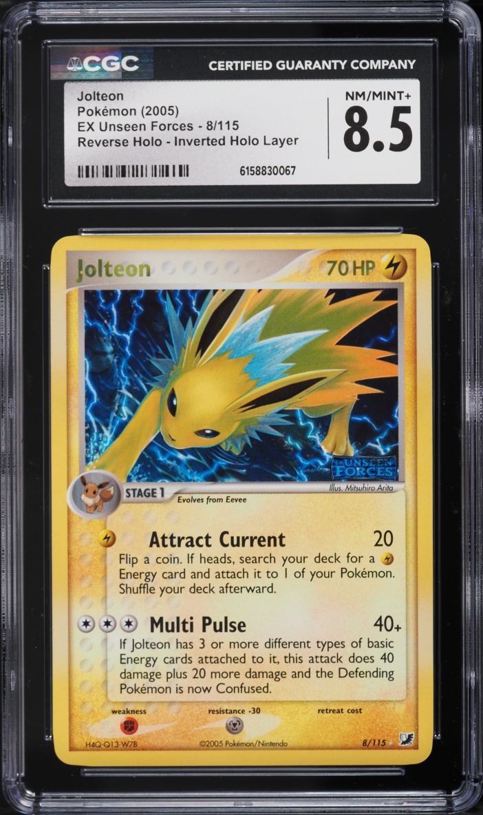 2005 Pokemon EX Unseen Forces Reverse Inverted Holo Layer Jolteon #8 CGC 8.5 NM-MT+