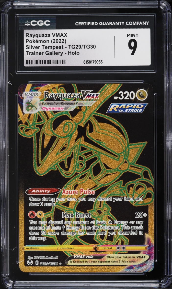 2022 Pokemon Sword & Shield Silver Tempest Full Art Rayquaza VMAX #TG29 CGC 9 MINT
