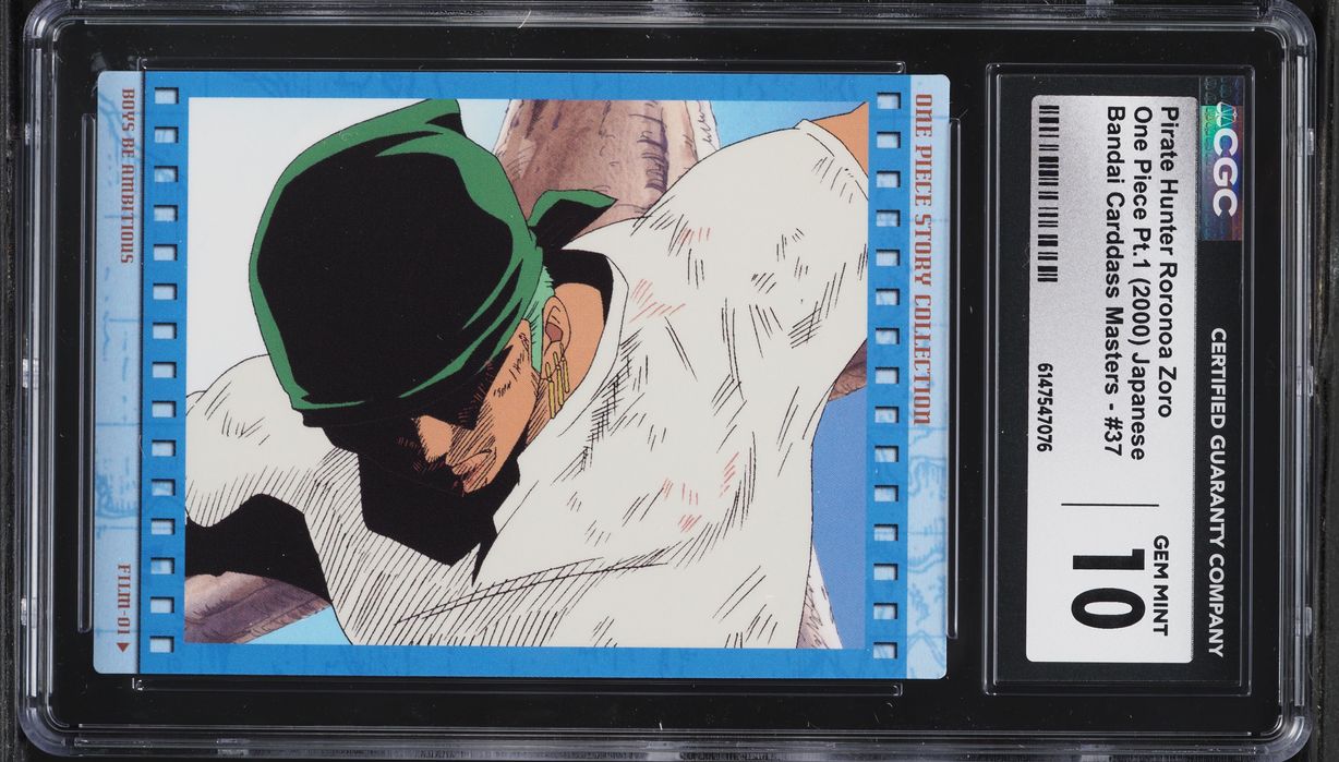 2000 One Piece Japanese Bandai Carddass Masters Pt.1 Pirate Hunter Roronoa Zoro #37 CGC 10 GEM