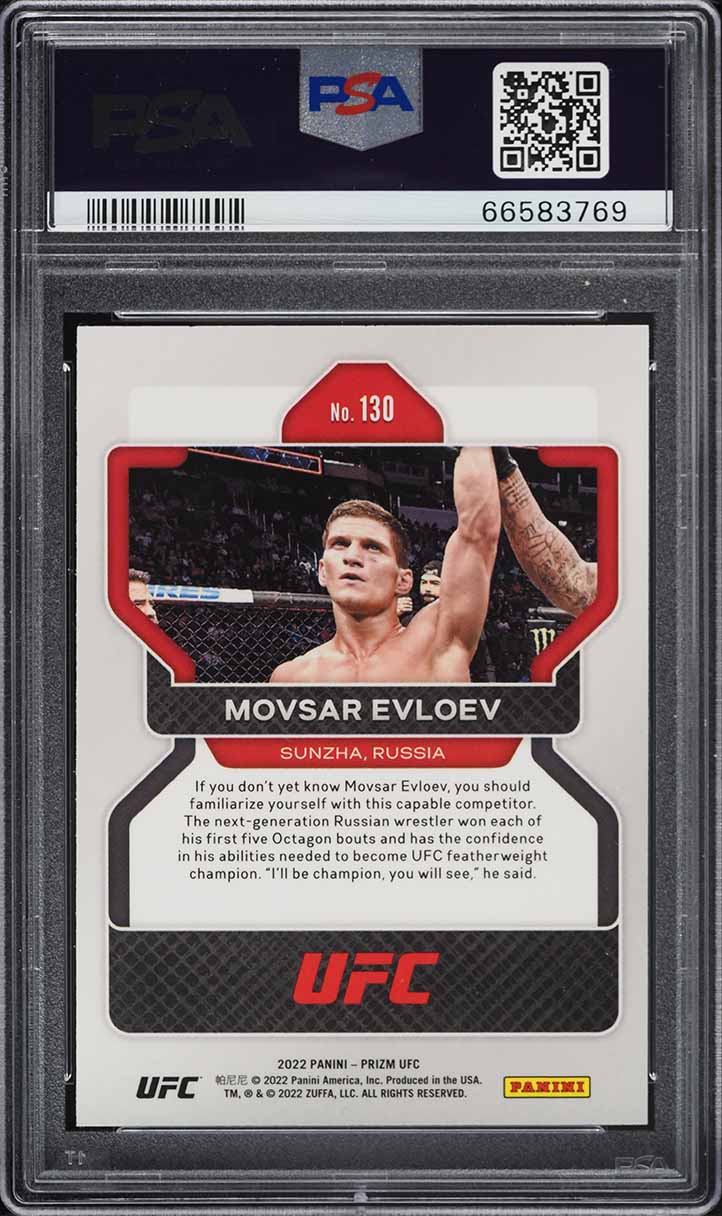 2022 Panini Prizm UFC Movsar Evloev ROOKIE #130 PSA 10 GEM MINT