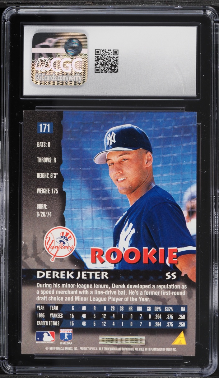 1996 Pinnacle Derek Jeter ROOKIE #171 CGC 8 NM-MT