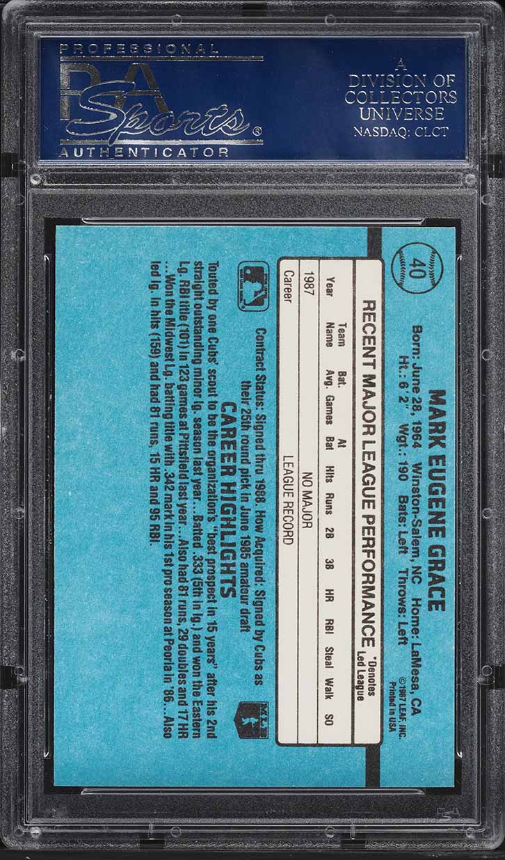 1988 Donruss Mark Grace ROOKIE #40 PSA 6 EXMT