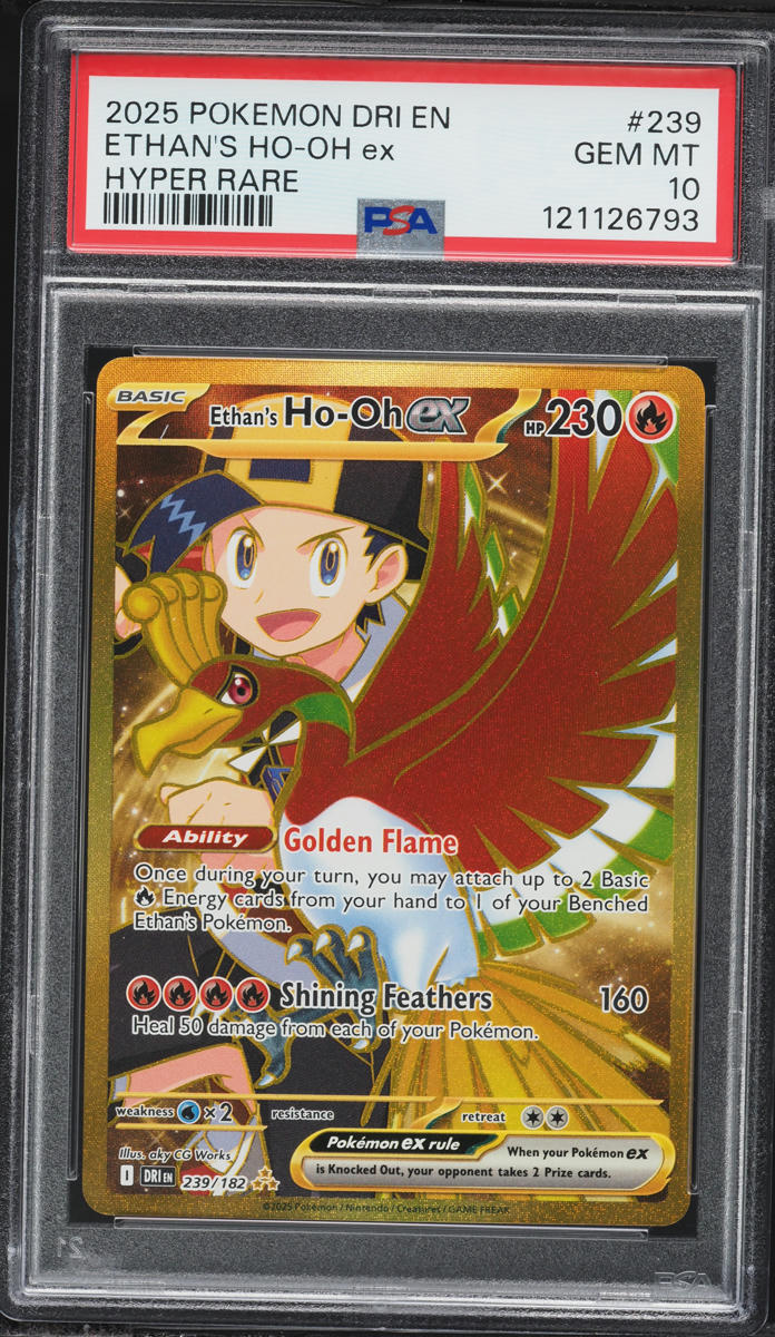 2025 Pokemon Scarlet & Violet Destined Rivals Gold Rare Ethan's Ho-Oh EX #239 PSA 10 GEM MINT
