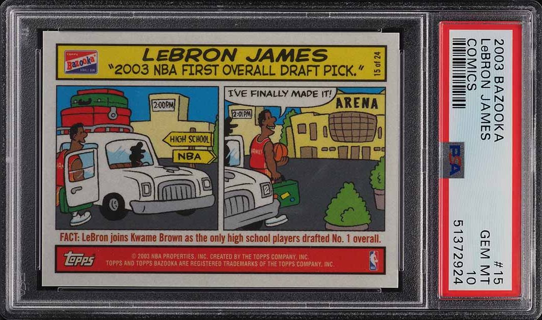 2003 Bazooka Comics LeBron James ROOKIE RC #15 PSA 10 GEM MINT on