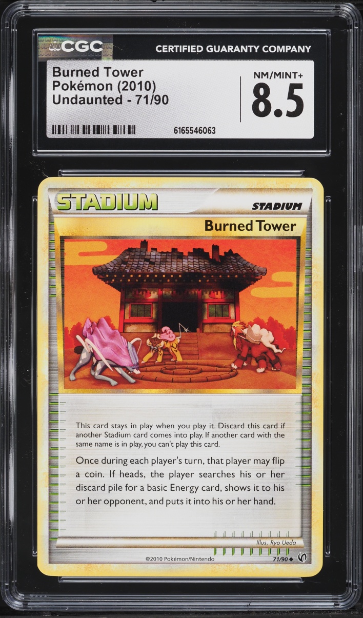 2010 Pokemon HeartGold & SoulSilver Undaunted Burned Tower #71 CGC 8.5 NM-MT+