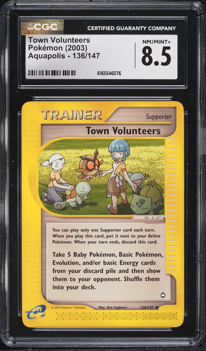 2003 Pokemon Aquapolis Town Volunteers #136 CGC 8.5 NM-MT+