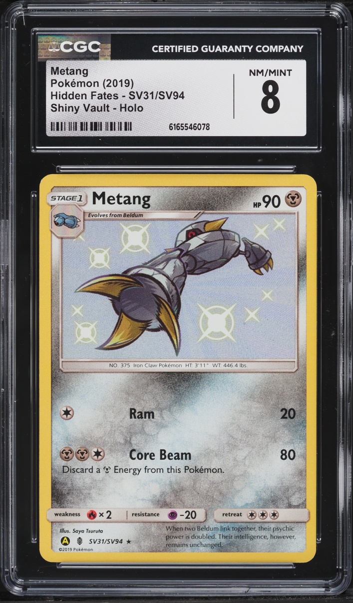2019 Pokemon Sun & Moon Hidden Fates Shiny Holo Metang #SV31 CGC 8 NM-MT