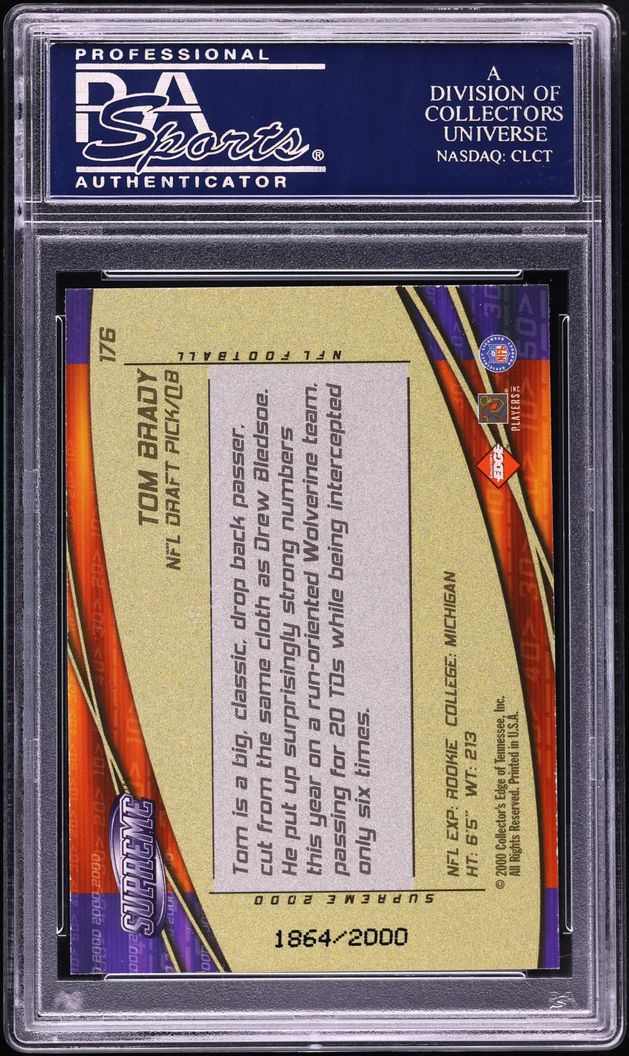 2000 Collector's Edge Supreme Tom Brady ROOKIE /2000 #176 PSA 10 GEM MINT