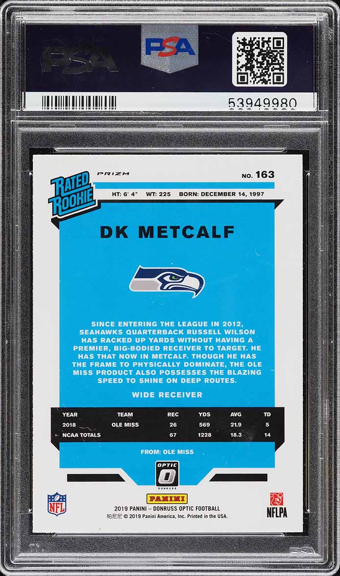 2019 Donruss Optic Holo DK Metcalf ROOKIE #163 PSA 10 GEM MINT