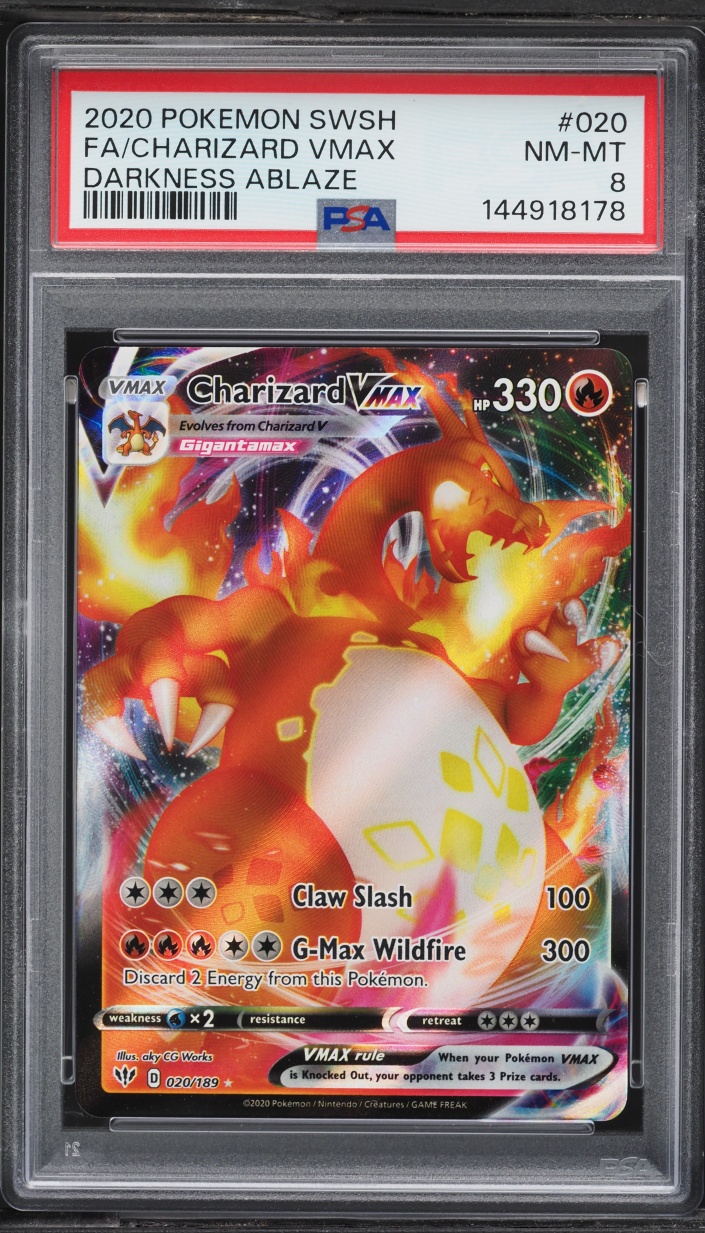 2020 Pokemon Sword & Shield Darkness Ablaze Full Art Charizard VMAX #20 PSA 8 NM-MT