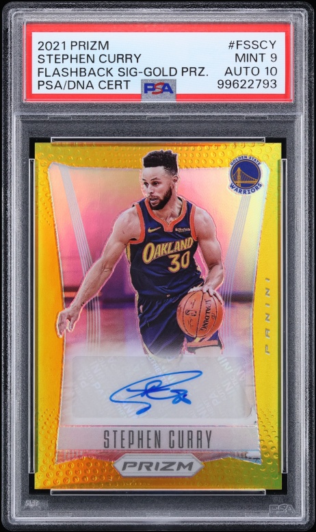 2021 Panini Prizm Flashback Signatures Gold Stephen Curry AUTO DNA 10 1/10 #FSSCY PSA 9 MINT