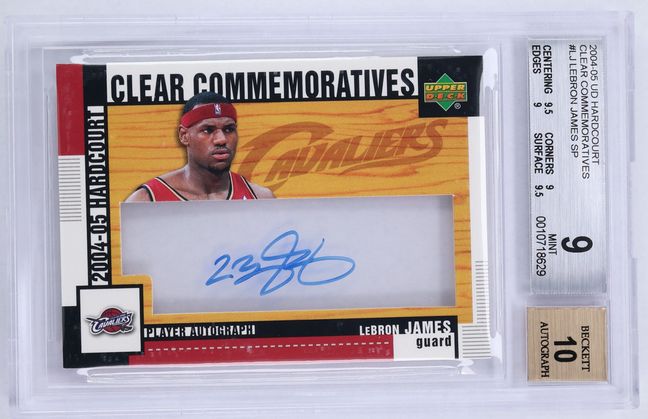 2004 Upper Deck Hardcourt Clear Commemoratives LeBron James SP AUTO #LJ BGS 9 MINT