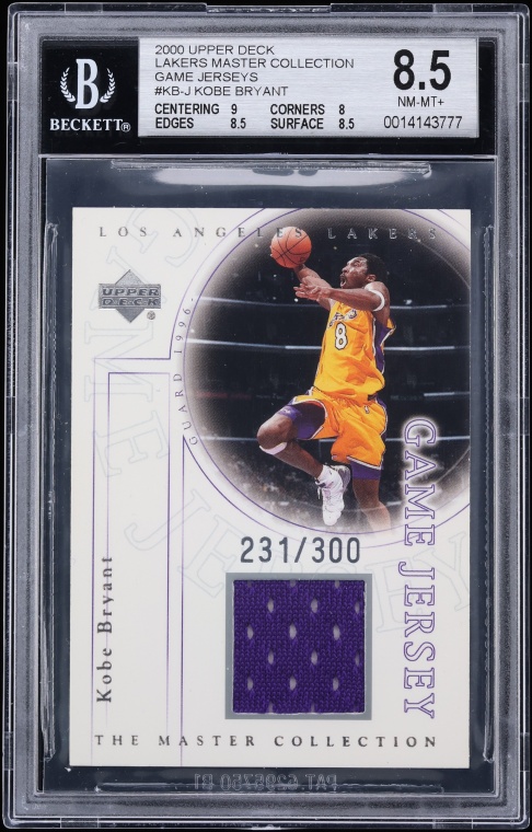 2000 Upper Deck Lakers Master Collection Kobe Bryant PATCH /300 #KB-J BGS 8.5 NM-MT+