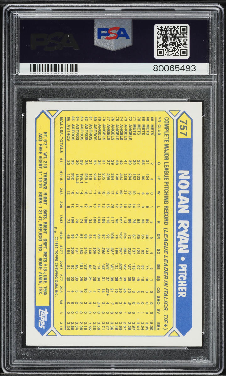 1987 Topps Tiffany Nolan Ryan #757 PSA 9 MINT