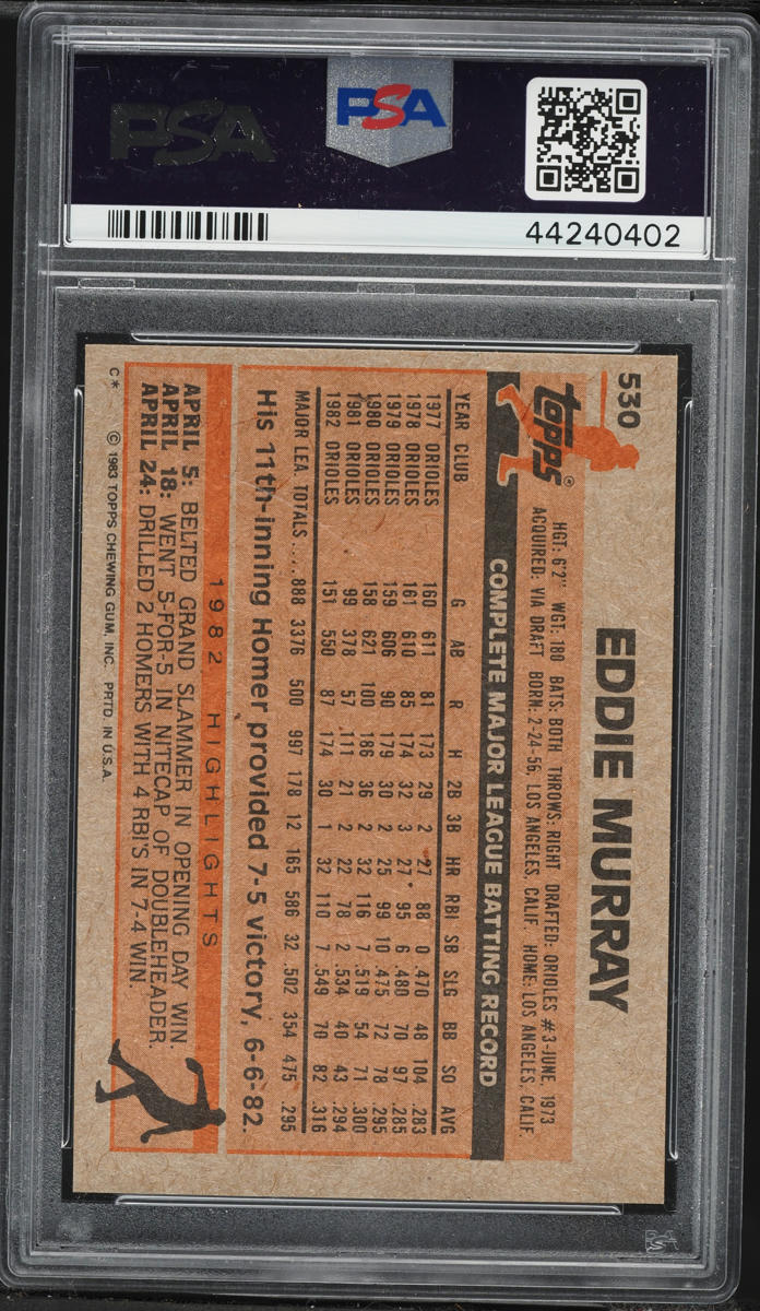1983 Topps Eddie Murray #530 PSA 8 NM-MT