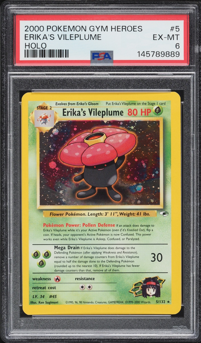 2000 Pokemon Gym Heroes Holo Erika's Vileplume #5 PSA 6 EXMT