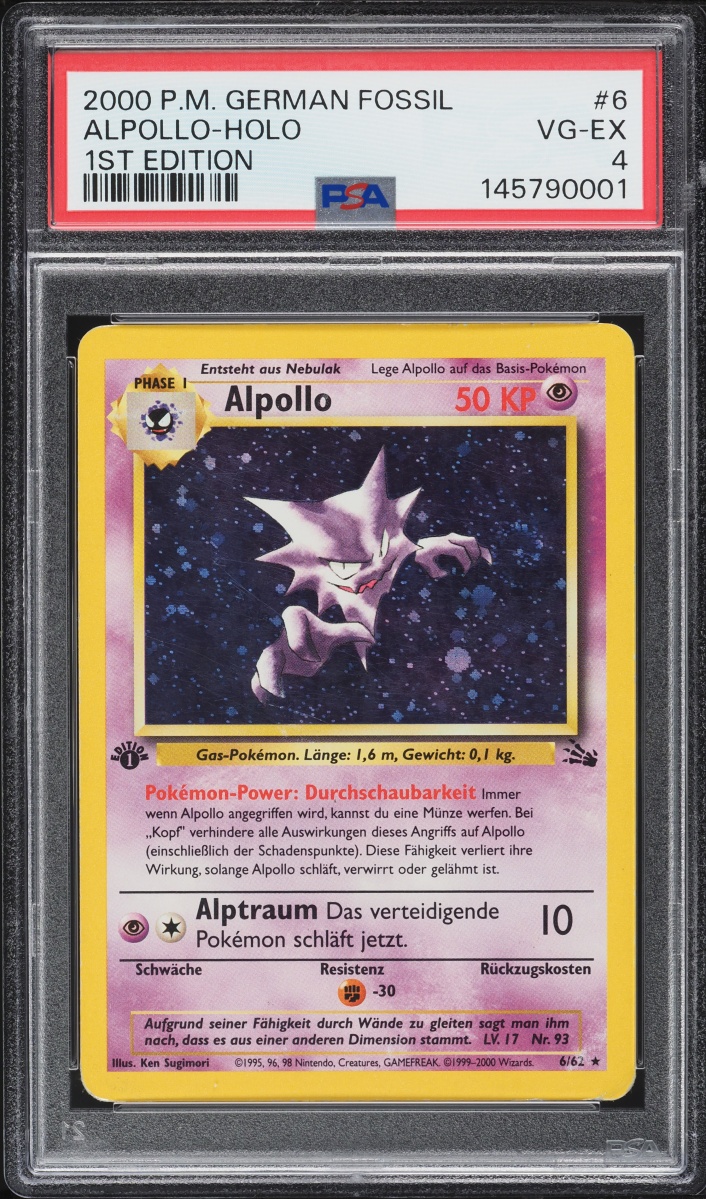 2000 Pokemon German Fossil 1st Edition Holo Haunter #6 PSA 4 VGEX