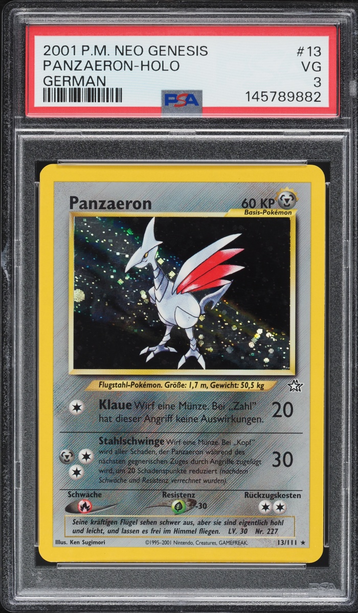 2001 Pokemon German Neo Genesis Holo Skarmory Panzaeron #13 PSA 3 VG