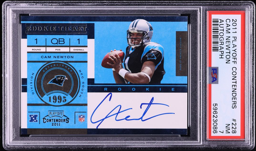 2011 Panini Playoff Contenders Cam Newton ROOKIE AUTO #228 PSA 7 NRMT