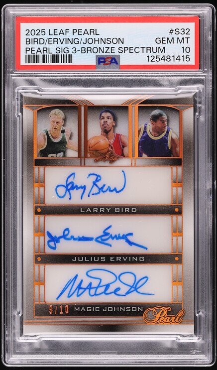 1996 Finest Reprint w/ Coating Larry Bird Julius Erving Magic