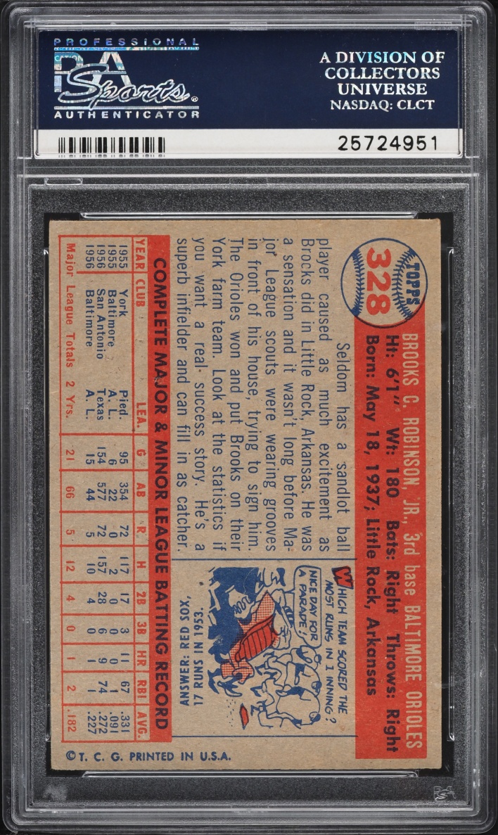 1957 Topps Brooks Robinson ROOKIE #328 PSA 5 EX