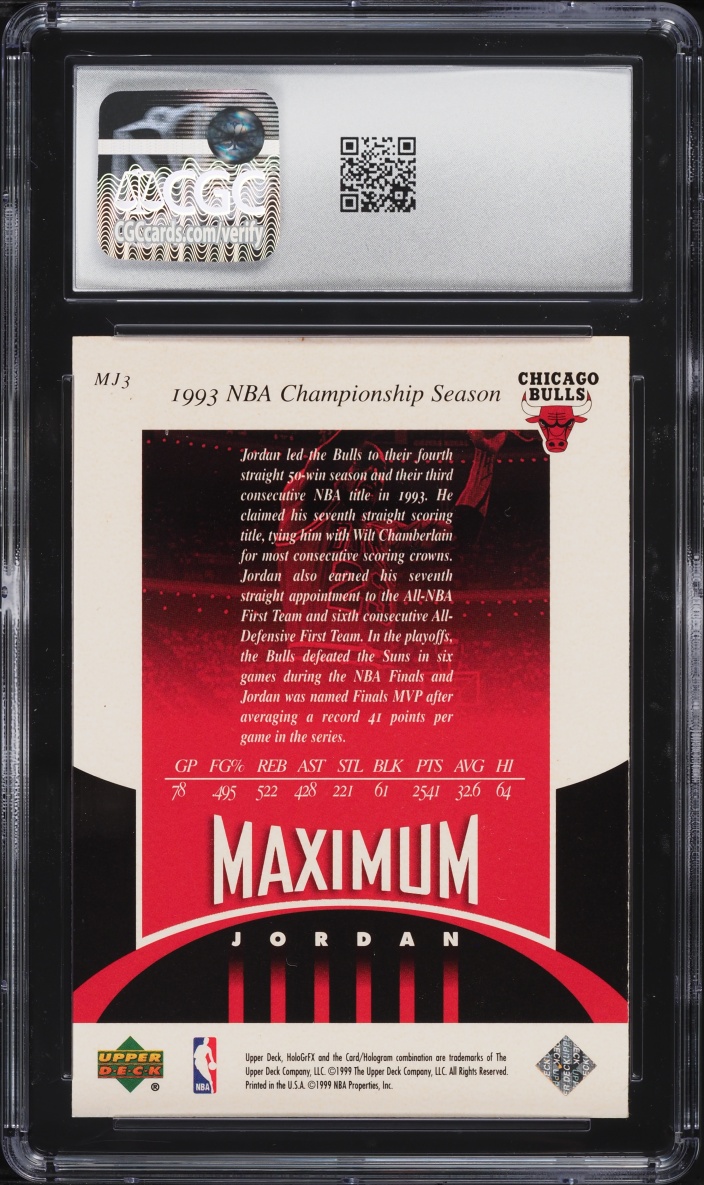 1999 Upper Deck Hologrfx Maximum Michael Jordan #MJ3 CGC 8.5 NM-MT+