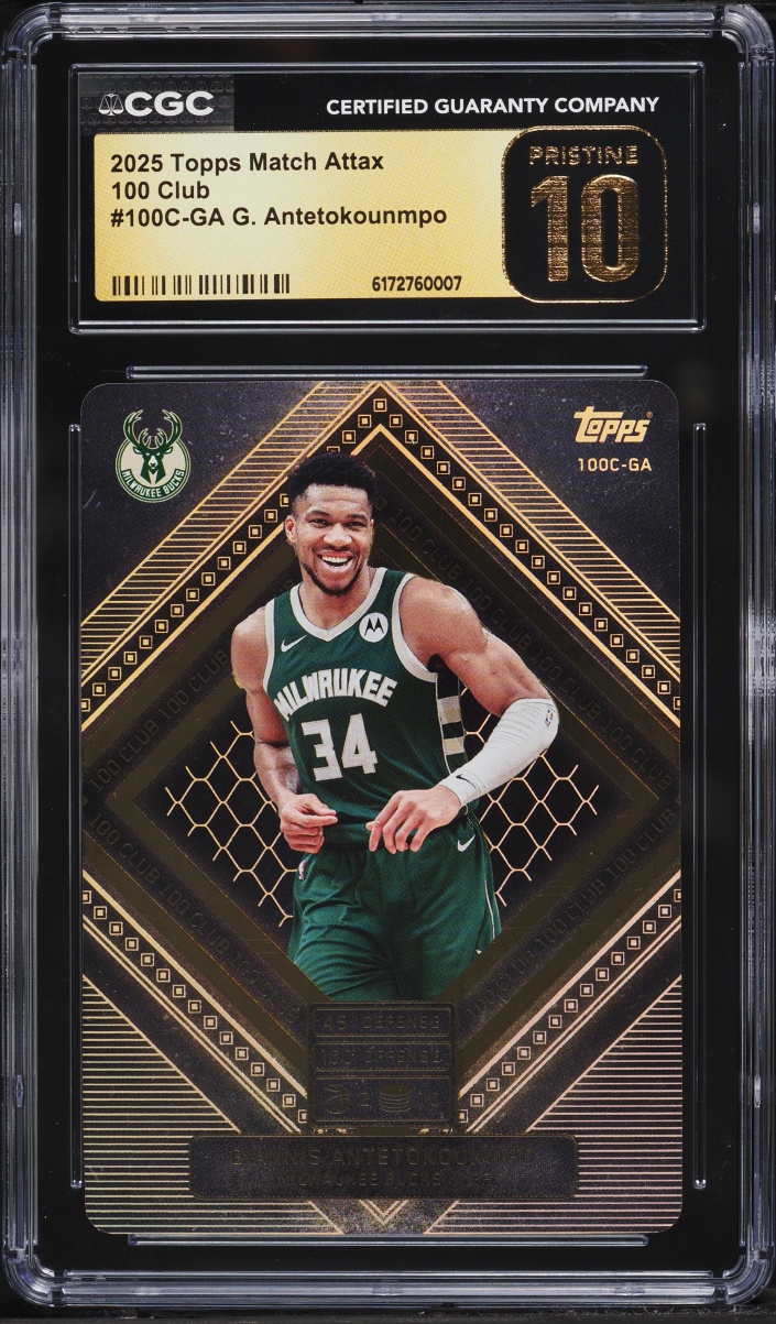 2025 Topps Match Attax 100 Club Giannis Antetokounmpo #100C-GA CGC 10 PRISTINE